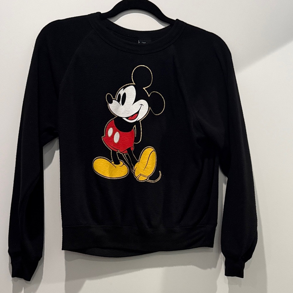 Disney Mickey Mouse Black Graphic Crewneck Sweatshirt Pullover